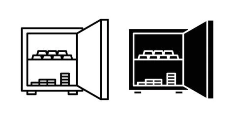 Open safe icon in black and white. vector icon pack for websites Stock Illustration
