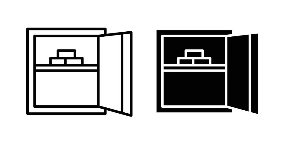 Open safe icon black vector isolated on white Stock Illustration