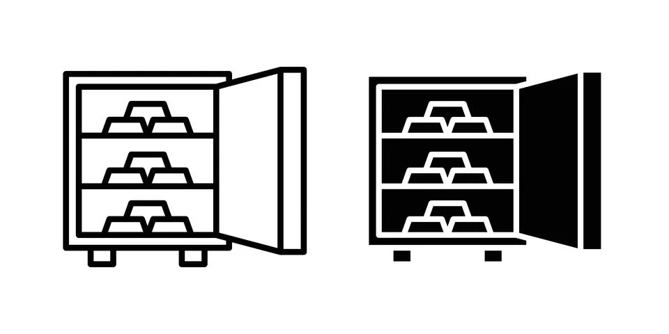 Open safe icon concept logo design collection Stock Illustration