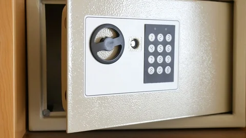 Open safe with keypad closeup Stock Footage 89778176