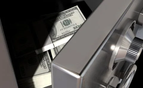 Open safe with us dollars Stock Illustration