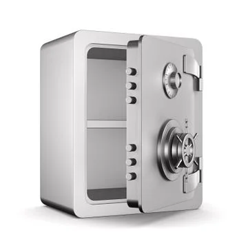 Open safe on white background. Isolated 3D illustration Stock Illustration