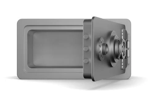 Open safe on white background. Isolated 3D illustration Illustrazione stock