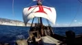 Open sail sailing with Santa Maria de Colombo rough sea condition HD Footage