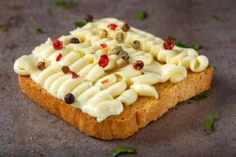 Open sandwich with cheese cream Stock Photos