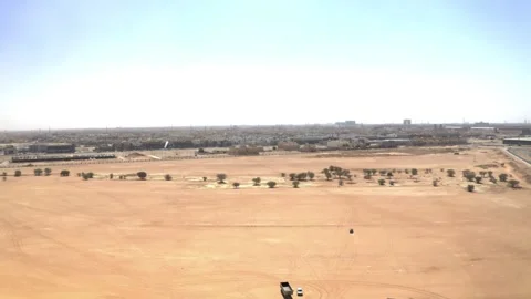 Open sandy construction site seen from a drone in Riyadh 库存影片 346428541