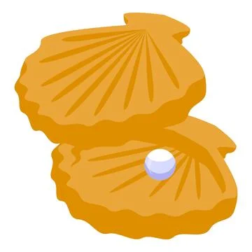 Open scallop shell revealing a precious pearl inside 스톡 일러스트