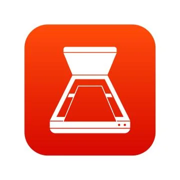 Open scanner icon digital red Stock Illustration