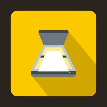 Open scanner icon, flat style Stock Illustration