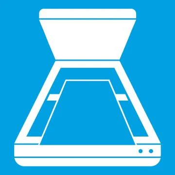 Open scanner icon white Stock Illustration