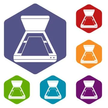 Open scanner icons set Stock Illustration