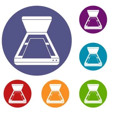 Open scanner icons set Stock Illustration