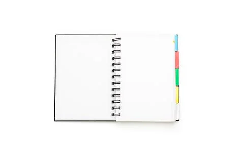 Open schedule with ring binder, isolated on white Stock Photos