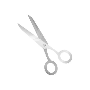 Open scissor on white background. Vector isolated Illustration. Illustrazione stock