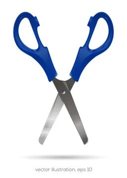 Open scissors with blue handles vector illustration Stock Illustration