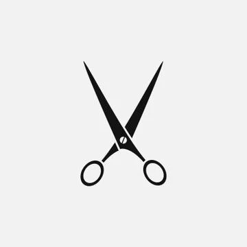 Open scissors haircut black icon Stock Illustration