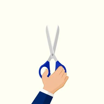 Open Scissors holding in hand. isolated on white background. Vector illustrat Stock Illustration