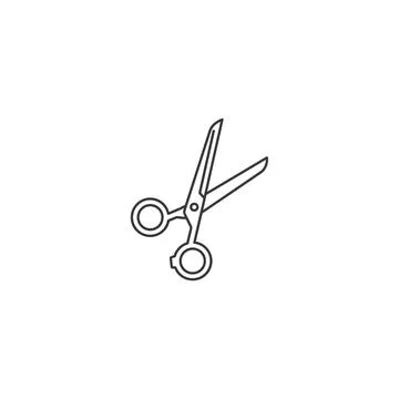 Open scissors icon, sharp blades, craft graphic, suitable for design, art, an Stock Illustration