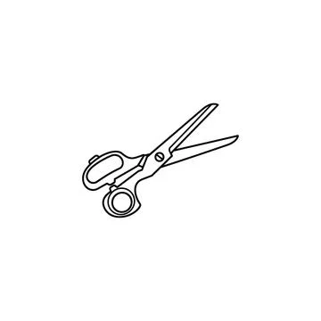Open scissors line art icon isolated on white background Ilustração Stock
