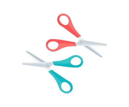 Open scissors  Red, Green logo design. Stock Illustration
