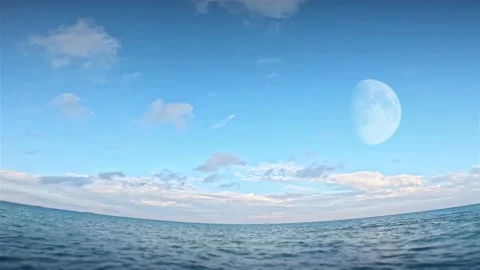 Open sea with a Huge Moon Stock Footage 239734220