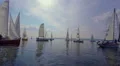 Open sea, sailing yachts on water. Regatta, competition, sports HD Footage