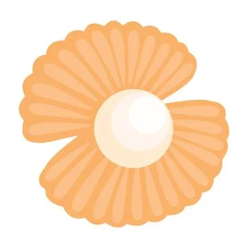 Open sea shell with pearl inside. A seashell. Mollusk. Oyster. Vector isolated Illustrazione stock