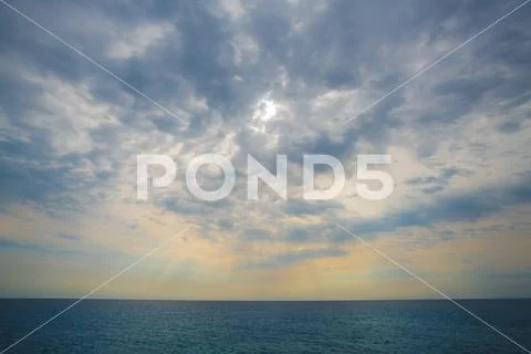 The open sea view on the background of sunshine Stock Photos
