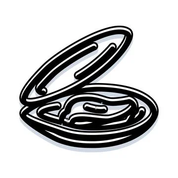 Open seafood shell containing mollusk meat illustration Stock Illustration