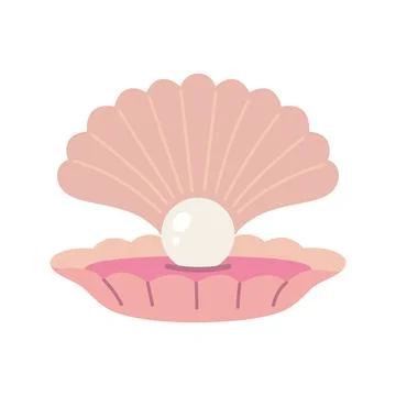 Open seashell with pearl inside.. Trendy modern vector illustration isolate.. Stock Illustration