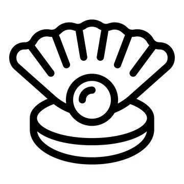 Open seashell showing growing pearl inside Stock Illustration