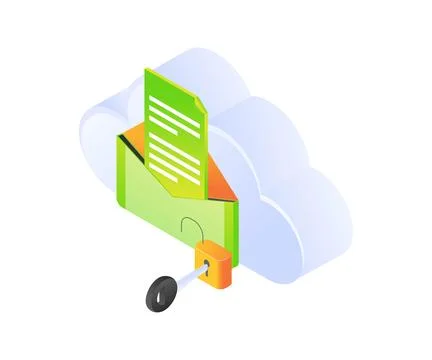 Open security email on cloud storage Stock Illustration