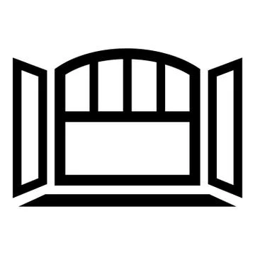 Open semicircular window frame icon, simple black style Ilustración de archivo