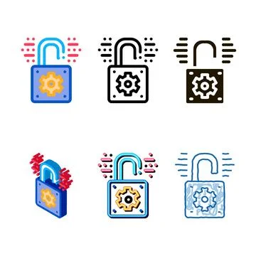 Open set padlock icon vector outline symbol Stock Illustration