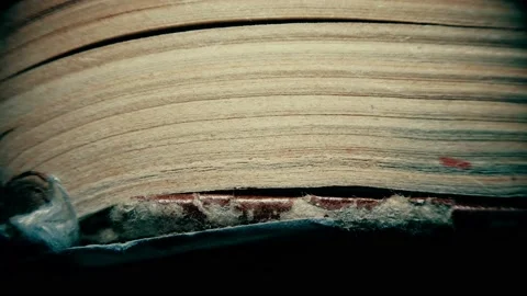 Open shabby old book, close up Stock Footage 134898404