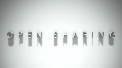 Open sharing 3D title animation white text on a white background Stock Footage 299372532