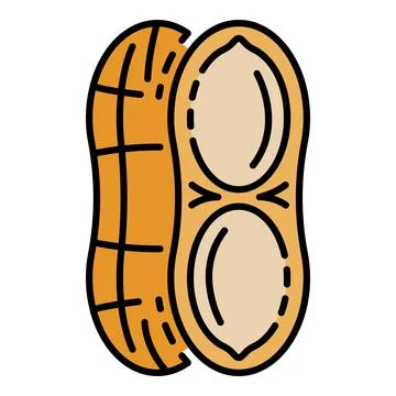 Open shell peanut icon color outline vector イラスト素材