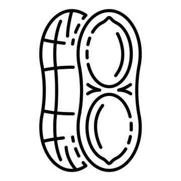 Open shell peanut icon, outline style Illustrazione stock