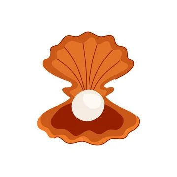 Open shell pearl cartoon vector illustration Illustrazione stock