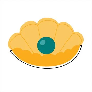 Open shell with pearl hand drawn in doodle style. Vector illustration Stock Illustration