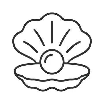 Open shell with pearl, icon in line design. shell with pearl, open seashell Stock Illustration