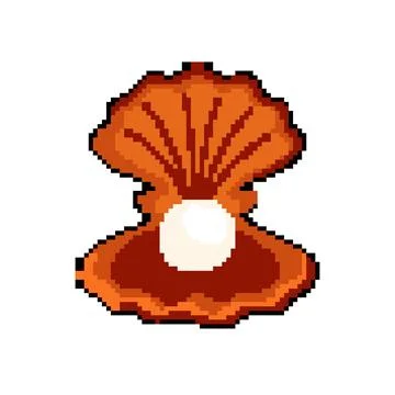 Open shell pearl pixel art vector illustration Stock Illustration