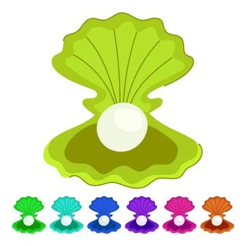 Open shell pearl vector cartoon graphic Stock Illustration