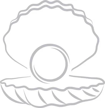 Open shell, pearls, logo, seashell logo, icon 스톡 일러스트