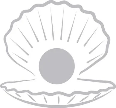 Open shell, pearls, logo, seashell logo, icon Stock Illustration