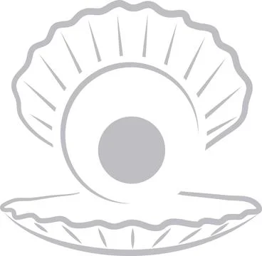 Open shell, pearls, logo, seashell logo, icon Stock Illustration