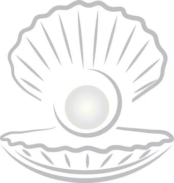 Open shell, pearls, logo, seashell logo, icon 스톡 일러스트