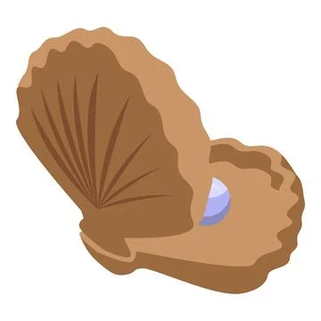 Open shell revealing a shiny pearl, isometric illustration 스톡 일러스트