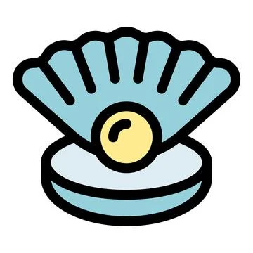 Open shell showing beautiful round pearl inside Stock Illustration