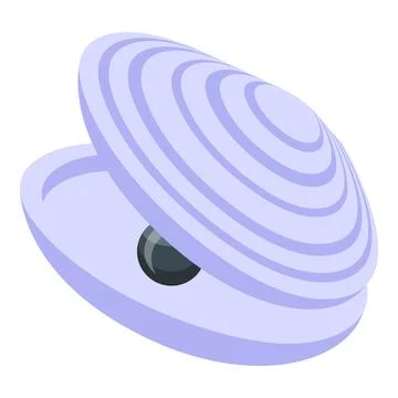 Open shell showing a big black pearl inside, bivalve mollusk Stock Illustration